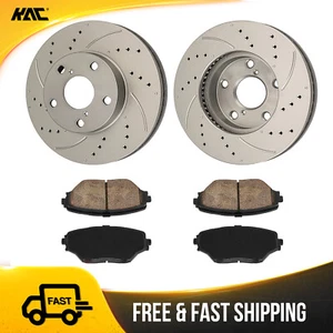 For Toyota RAV4 2001-2005 Front Drilled Slotted Rotors And Ceramic Brake Pads - Bild 1 von 14