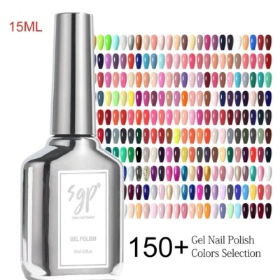 SGP 15ML Soak off UV LED Top Base Glitter Pastel Nail Gel Nail Polish UK Seller