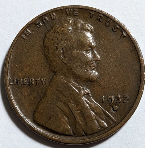 1932 - D - Lincoln Wheat Cent Penny - Small Lamination Error S134 Cover