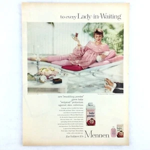 1959 MENNEN Baby Powder Vintage Ad Advertisement Lady in Waiting Mother Pregnant - Picture 1 of 1