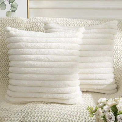 Pack of 4 Fluffy Faux Fur Cushion Covers Sofa Bed Decorative Throw Pillow Cases - Image 1 of 4