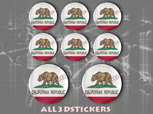 8 x 3D ROUND Resin Domed Flag California - USA Adhesive Decal Vinyl - Picture 1 of 1