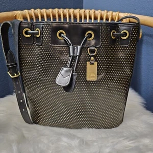 Dooney & Bourke Black Leather bucket Bag Gold Hardware EUC Authentic - Picture 1 of 12