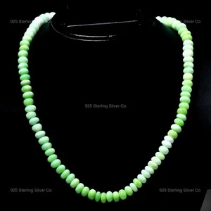 Rondelle Green Opal Gemstone Sterling Silver Elegant New Beaded Necklace Jewelry - Bild 1 von 6