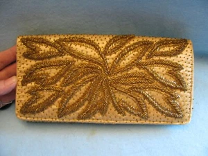 Vintage Beaded Clutch Yellow Gold Purse by Bonnie's Hong Kong - Picture 1 of 7
