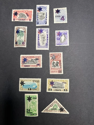 Liberia #259-270 Mint  Complete Set 1936 Provisional Overprint of 1918 Issue Cover