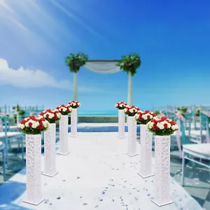 8PCS White Flower Column Hollow-out Elegant Wedding Column Pillar Decoration PVC - Picture 1 of 13