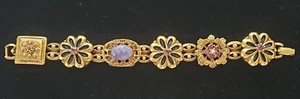 RARE VICTORIAN REVIVAL PANEL BRACELET GOLDTONE - Picture 1 of 12