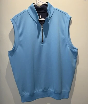 Fairway & Greene Tech Golf Sleeveless Vest Mens Large Powder Blue/Navy 1/4 Zip - Image 1 of 4
