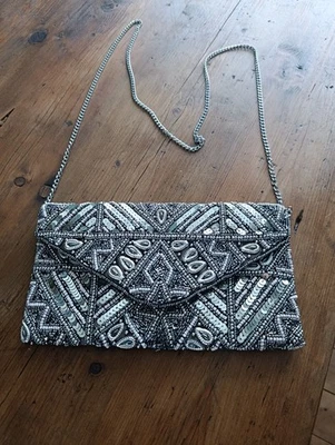 New Look Embellished Sequin Beaded Gold Tones Cross Body Bag xmas party new year - image 1 of 4