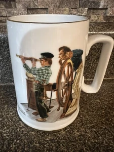 Vintage River Pilot Mug Porcelain Tankard Norman Rockwell's Seafarers Collection - Picture 1 of 5