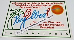 Key West Gay Bar Philadelphia 207 S. Juniper Pennsylvania Postcard Flyer 6 x 4.5 - Picture 1 of 5