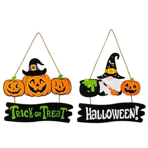 2 Stück Halloween-Hängeschild, Kürbis-Zwerg-Schild Aus G7K28055 - Picture 1 of 8