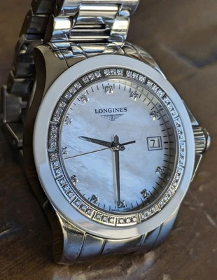 Longines Conquest L3.281.0 Mother of Pearl Dial Diamond Ceramic Bezel - Image 1 of 4