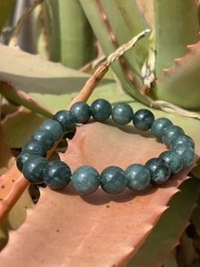 Icy Bluish Green Genuine Natural Guatemalan  10 Mm Jade / Jadeite  Bead Bracelet - Picture 1 of 8