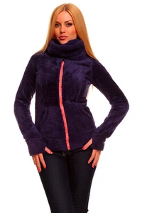 Damen Fleecejacke Parka Stehkragen Jacke D2004N00188A Lila Gr. XS - Picture 1 of 4