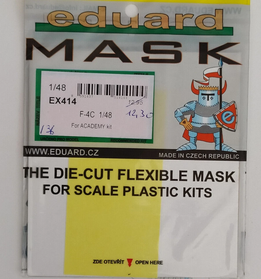 EDUARD 1:48 PELLICOLA MASCHERANTE PER AEREO F-4C ACADEMY KIT ART EX414 - Immagine 1 di 1