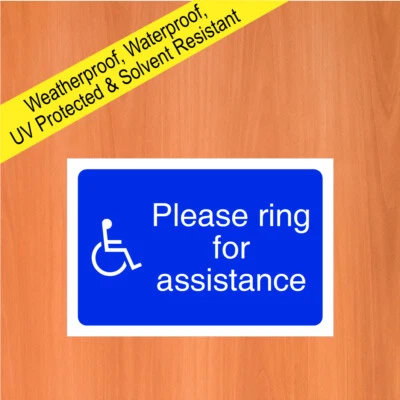 Disabled please ring for assistance sign 5591 Custom made Waterproof Solvent - Image 1 of 2