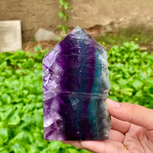 378G Natural Fluorite Crystal Column Magic Wand Obelisk Point Earth Healing - Picture 1 of 12