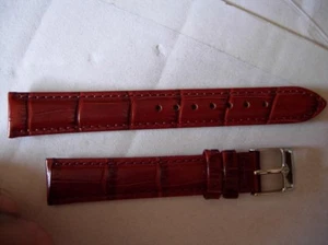 16 mm BRACELET VEAU VERITABLE "LOUISIANA" MARRON CLAIR "GOLD" FACON ALLIGATOR - Imagen 1 de 5
