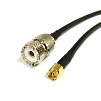 SMA male plug to UHF female SO239 RF coax cable adapter RG58 100cm 1meter - Image 1 of 3