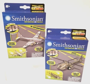 Smithsonian Mini Motorized 3D Puzzle Lot B-29 Bomber, AH-64 Helicopter New - Picture 1 of 3