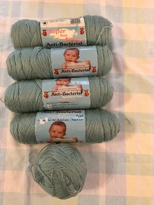 TMA SOFTER Than ANGELS Anti-Bacterial 3-ply Baby Yarn Baby Mint Lot Of  5 - Picture 1 of 4