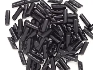 Vintage Black Cylindrical Drawstring Belt Stop Part 32mm Lot of 10 AA33 - Picture 1 of 7