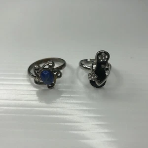 X12 Lot Silver Flower Sandal Flip Flop Black Blue Retro Rings Adjustable - Picture 1 of 8
