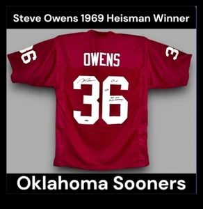 STEVE OWENS HANDSIGNIERT SIGNED OKLAHOMA SOONERS FOOTBALL TRIKOT TRISTAR HOLOGRAMM - Bild 1 von 6