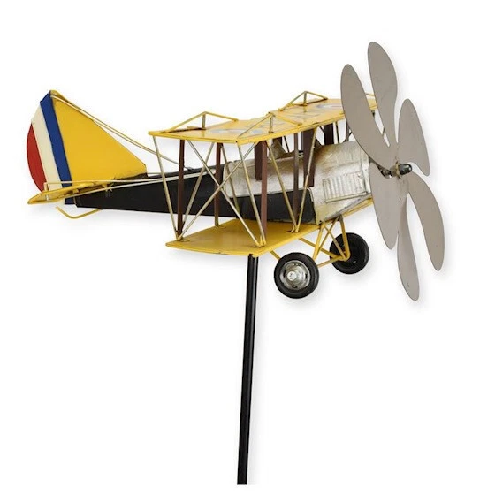 9932110 Nostalgie Modell-Auto Windspinner Flugzeug Doppeldecker 39x45x125cm - Bild 1 von 1