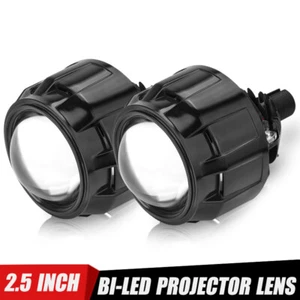 Headlight 2.5" Bi LED Projector Lens+Black Shrouds 100W Retrofit Hi/Lo Universal - Picture 1 of 12