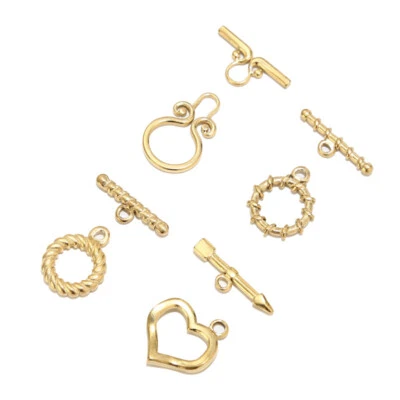 10sets Gold/Silver Stainless Steel Toggle OT Clasp Connectors for Jewelry Making - Image 1 of 4