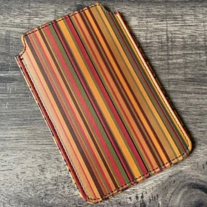 Paul Smith Cuir Téléphone Pochette / Porteur de Cartes Vintage Multi-Rayures - Photo 1 sur 4