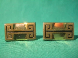 Vintage Art Deco Gold Tone Cuff Links Set Marked "Hickok USA" - Picture 1 of 4