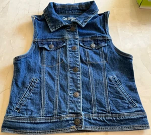 Girl's Cat & Jack Blue Denim Jean Button Down Vest Size Large 10/12 VGC - Picture 1 of 13