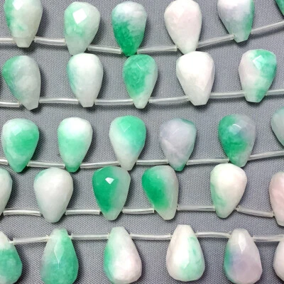 Candy Jade Purple Faceted Briolette Drop 14mm Semi Precious Stone Q1 Strand - Image 1 of 2