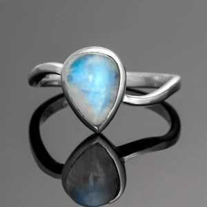Moonstone Pear Ring 925 Sterling Silver Ladies Jewellery Gemstone Gift Boxed - Picture 1 of 6