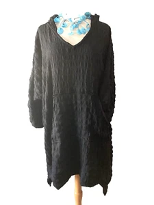 CLEARANCE!.....THE FABULOUS SKULLZ LONDON BLACK WAFFLE HOODY LAGENLOOK TUNIC - Picture 1 of 5