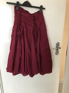 Bay Trading, Pretty Wine Skirt. Tie Details, Full Lace Trimmed Lining, Zip, Sz12 - Picture 1 of 4