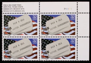 US Plate Blocks Stamps #2966 ~ 1995 POW & MIA 32c MNH SP3346 - Picture 1 of 1