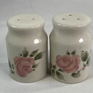 Roseland By Gibson Designs Ceramic Salt & Pepper Shakers 2 7/8" Flat Top Vintage - Picture 1 of 16