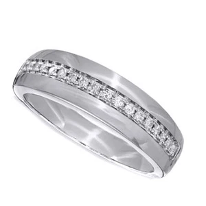 Men's 1/5ct Simulated Diamond Wedding Band In 10K White Gold - Picture 1 of 1