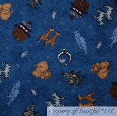 BonEful FABRIC Cotton Quilt Almost A YARD Animal Noahs Ark Biblical Baby Nursery - Image 1 of 4