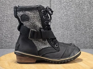 Sorel Slim Boot Black Herringbone Women's Size 6 Boots Cap Toe NL2153-010 - Picture 1 of 10