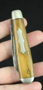 antique pocket knife Camillus NY USA 2 blade PRE WAR BONE - Picture 1 of 9