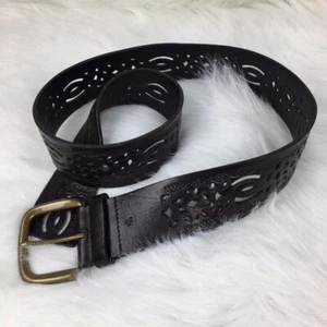 Vintage Ralph Lauren RLL Wide Dark Brown Leather Belt Brass Buckle L 41" x W 2" - Picture 1 of 7
