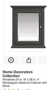 Home Decorators Medicine Cabinet W/ Mirror 24"W x 28"H Windlowe, Gray - Picture 1 of 5