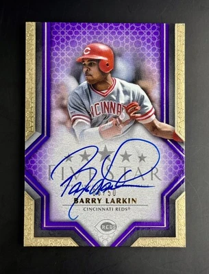2023 Topps Five Star Barry Larkin On Card Auto Purple 🟣 Parallel /50  - Image 1 of 2
