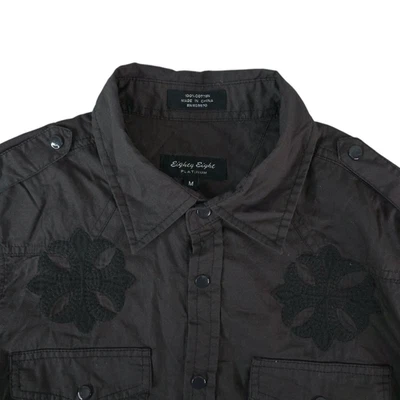 Eighty Eight Platinum Shirt M Gray Button Up Western Goth Grunge Skater Y2K  - Image 1 of 4